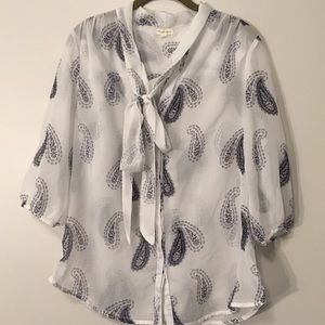 Antilia Femme Sheer Tie-Neck Blouse - Large